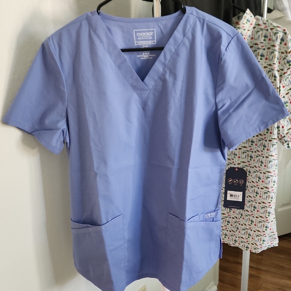 Cherokee Blue Scrub Top